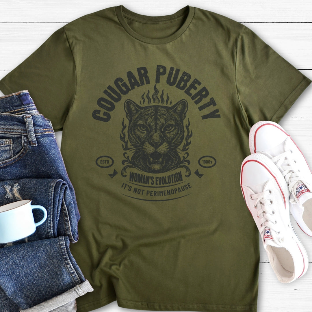 Cougar Puberty Woman's Evolution | Funny Menopause T-Shirt