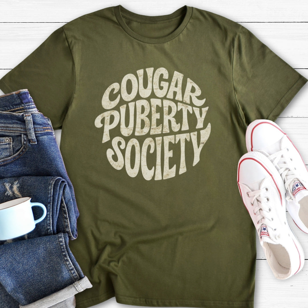 Cougar Puberty Society | Funny Menopause T-Shirt