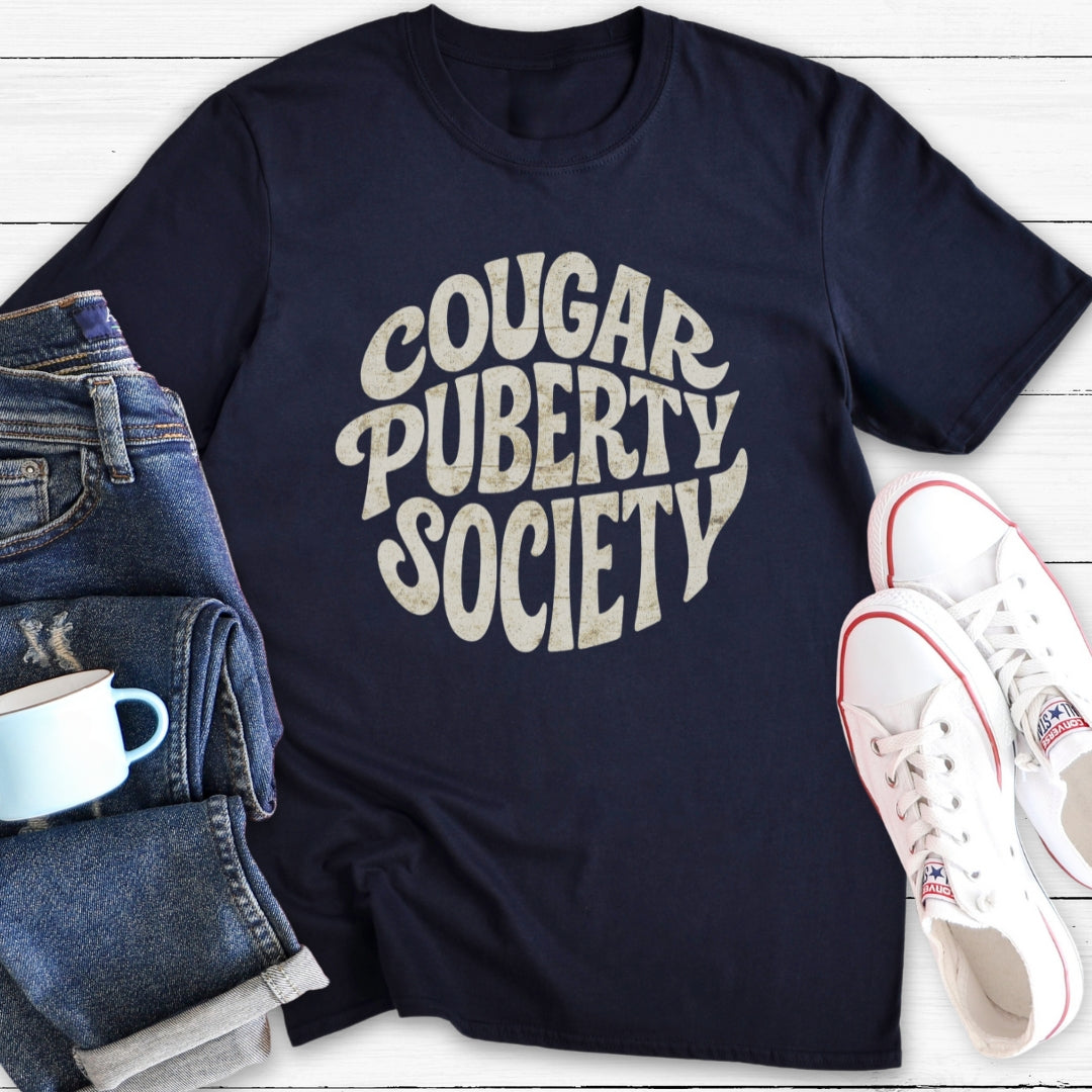 Cougar Puberty Society | Funny Menopause T-Shirt