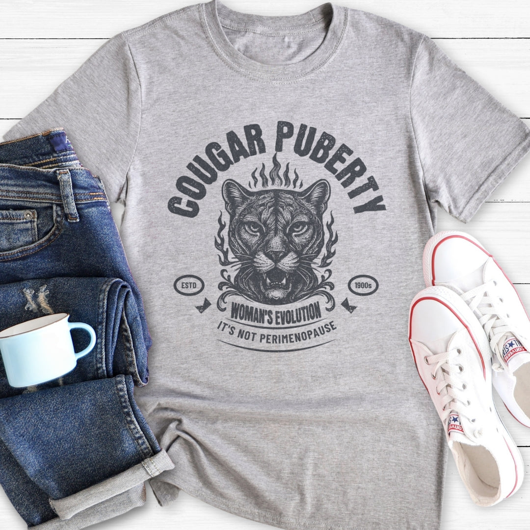 Cougar Puberty Woman's Evolution | Funny Menopause T-Shirt