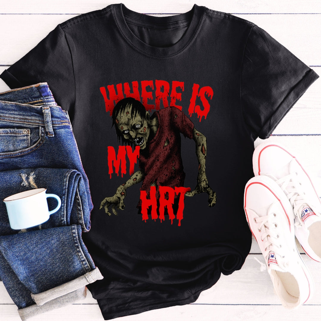 Where is My HRT | Funny Halloween Menopause T-Shirt