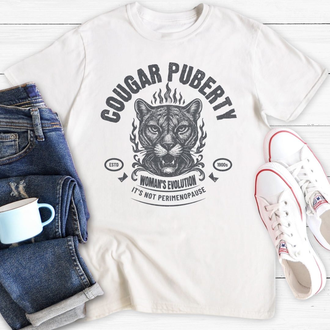 Cougar Puberty Woman's Evolution | Funny Menopause T-Shirt