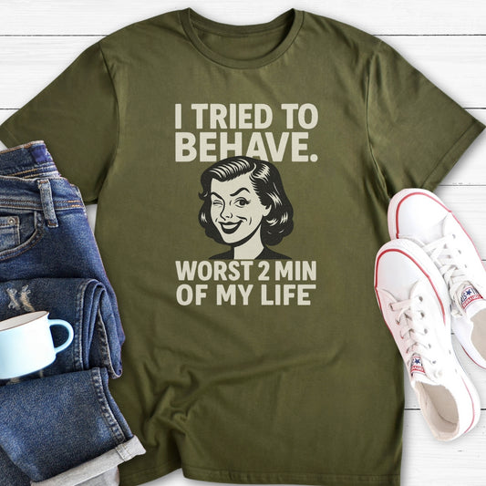 I tried to behave (linocut vintage) | T-Shirt